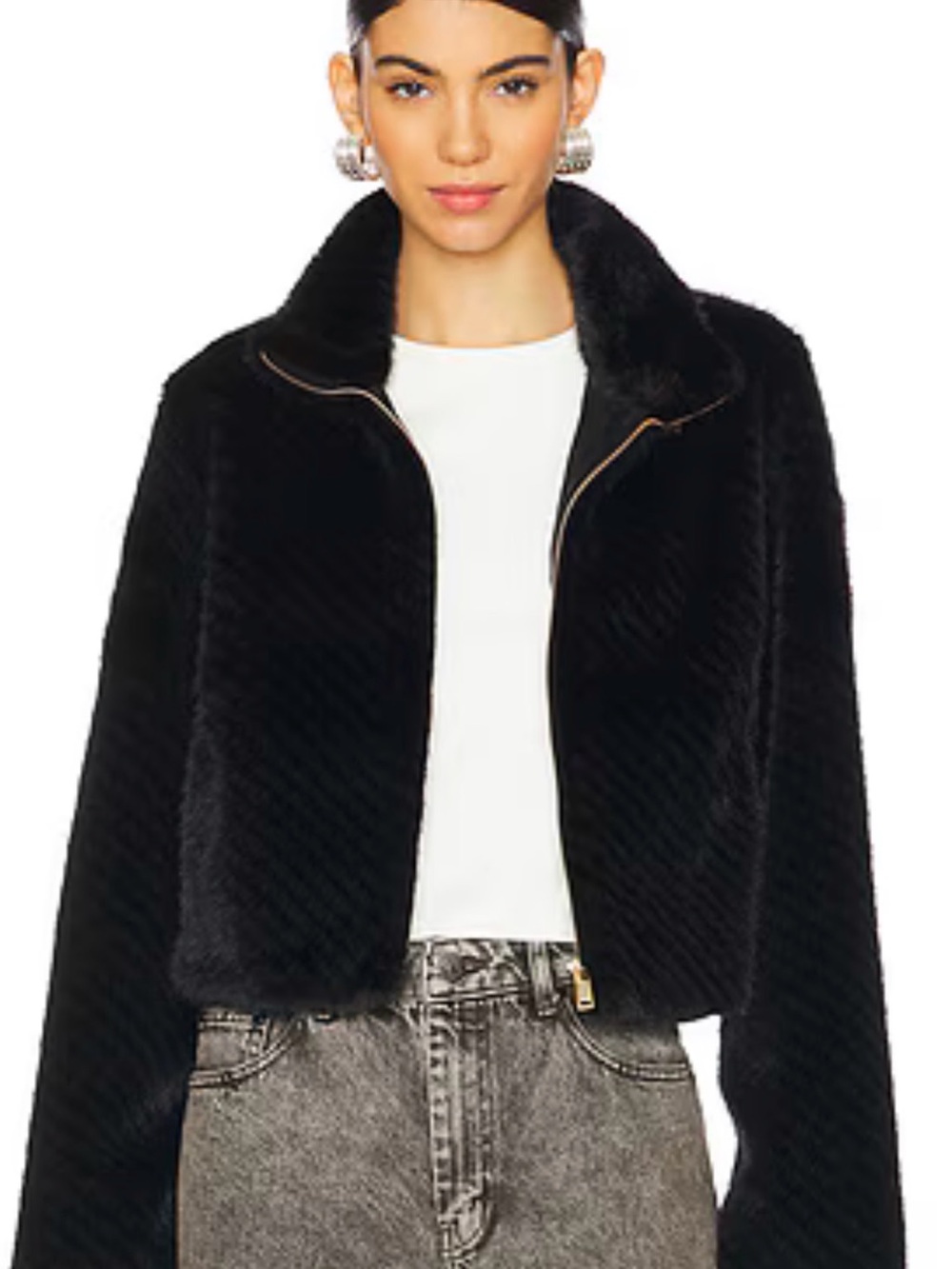 Generation Love Black Roxi Faux-Fur Bomber Jacket